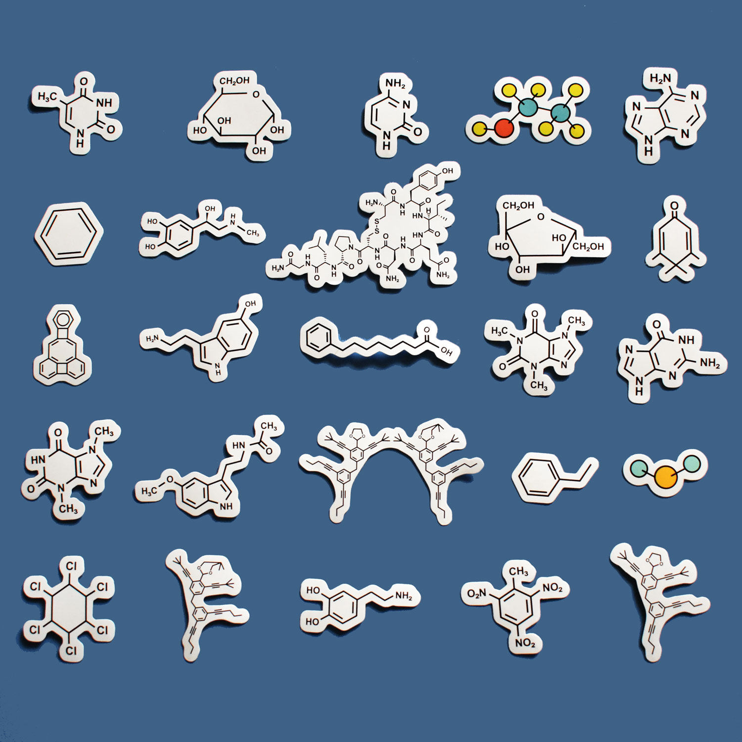 理科生礼物元素符号拼英文分子结构多巴胺卡通化学仪器贴纸