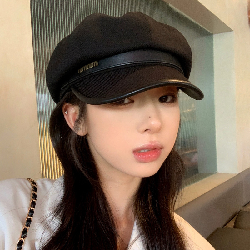 2025秋冬季鸭舌帽黑色休闲复古