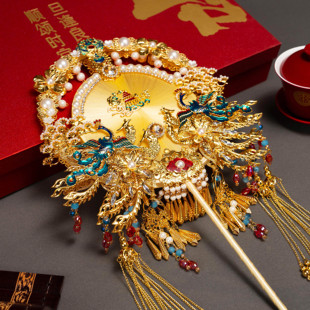 团扇新娘结婚非遗蚕丝扇子材料包diy手工新婚礼物送闺蜜喜扇成品