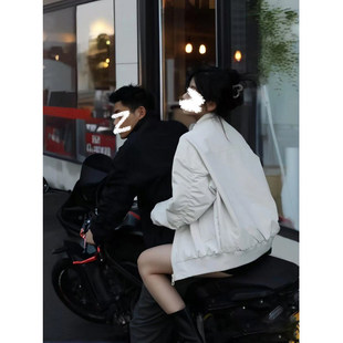 情侣痞帅棒球服宽松立领外套 飞行员夹克男秋季 美式 复古哈灵顿工装