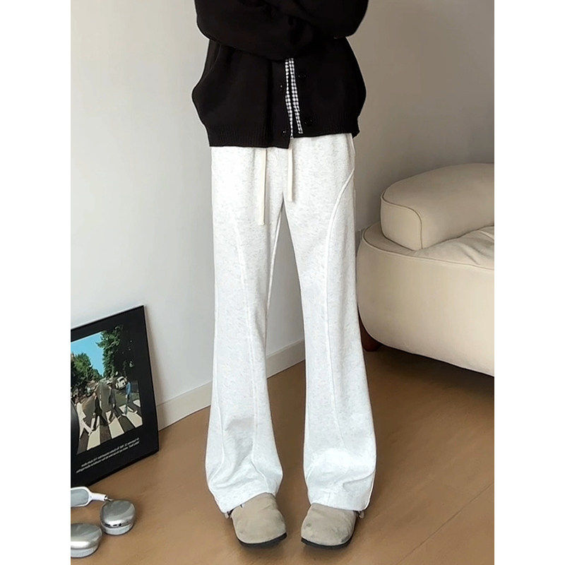 美式斜切弯刀卫裤男款秋季cleanfit直筒修身微喇长裤休闲运动裤子