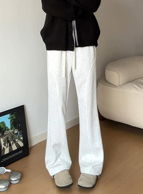 美式斜切弯刀卫裤男款秋季cleanfit直筒修身微喇长裤休闲运动裤子