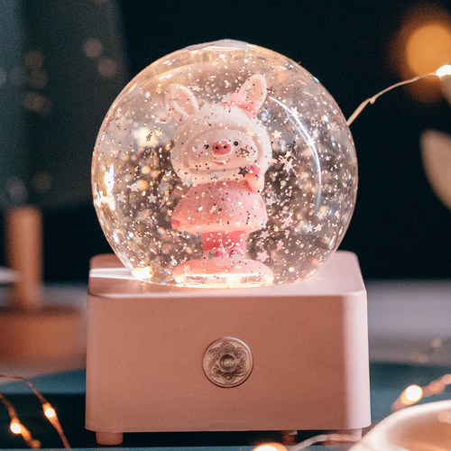水晶球音乐盒生日礼物梦幻小夜灯