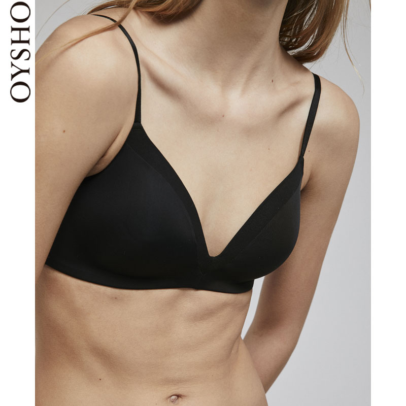 Oysho ºÚÉ«±¡¿îÏ¸ÎÆÎÞ²åÆ¬ÎÞ¸ÖȦȫÕÖ±Èý½ÇÎÄÐØ 30159256800