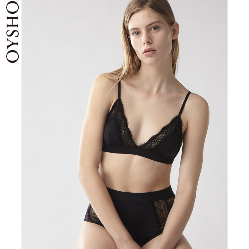 Oysho BraletteÇᱡºÚÉ«ÀÙ˿ȫÕÖ±ÎÞ²åÆ¬ÎÞ¸ÖȦÎÄÐØ 30160195800