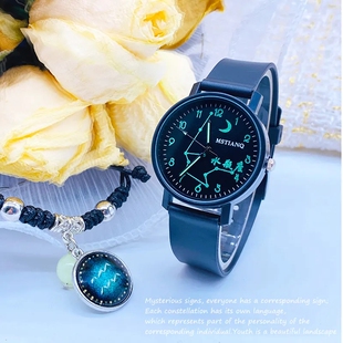 情侣石英潮表 简约百搭休闲运动时尚 新款 手表十二星座男女学生韩版