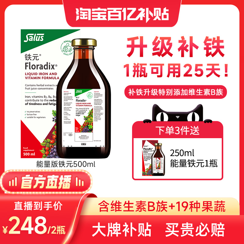 Floradix/铁元维B族补铁剂500Ml