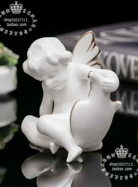哥本哈根幸运草陶瓷天使摆件