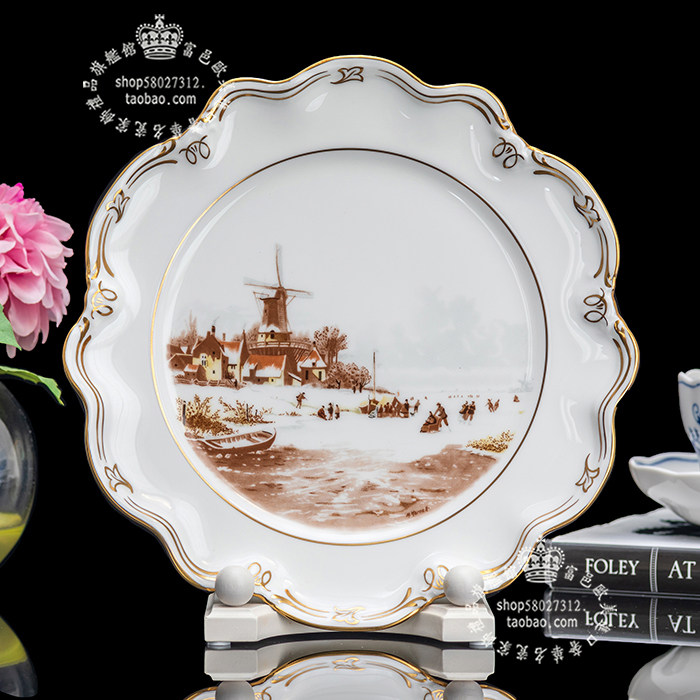 英国Wedgwood Coalport美丽冬季手绘浮雕骨瓷装饰坐盘圆形欧式盘