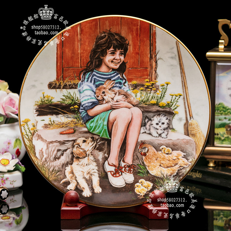영국산 ROYAL WORCESTER 1988 BEAUTIFUL FARM MY GOOD FRIENDS 유럽식 세라믹 접시 걸이 접시