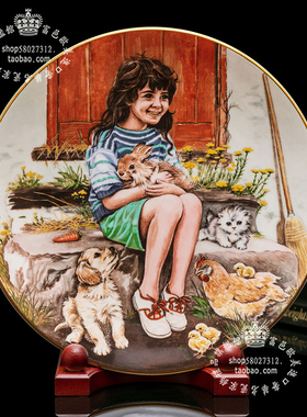 英国制Royal Worcester 1988美丽农场我的好伙伴们欧式陶瓷盘挂盘