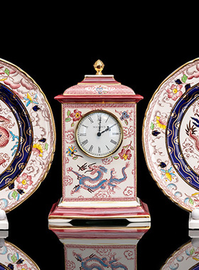 金彩吉祥龙陶瓷盘时钟