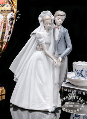 雅致lladro陶瓷结婚1996摆件
