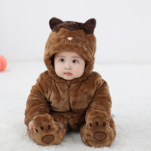 婴儿衣服冬装连体衣哈衣男女宝宝加厚可爱冬季外出抱衣新生儿棉服