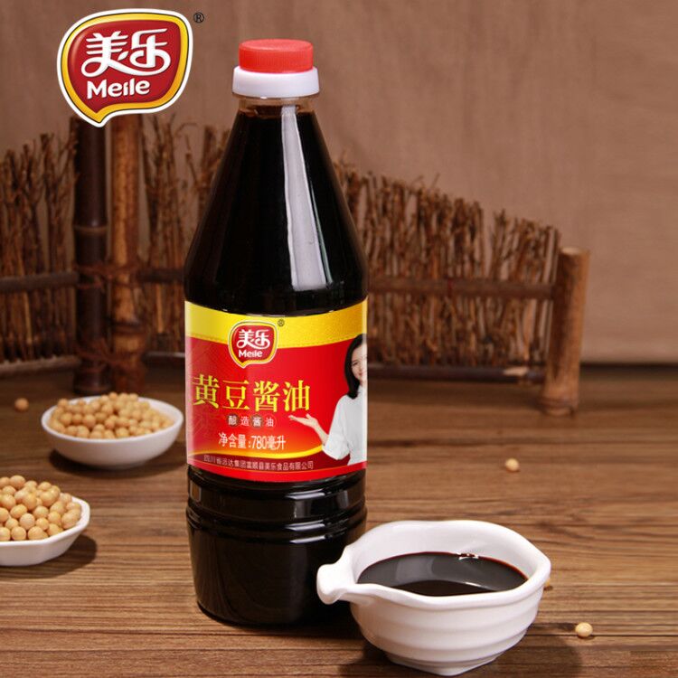 美乐黄豆酱油780mL*4瓶正品纯大豆传酿造凉拌红烧炒菜