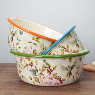 特厚搪瓷盆和面盆揉面盆炖汤盆洗菜盆米酒盆发酵盆汤碗凉拌菜盆