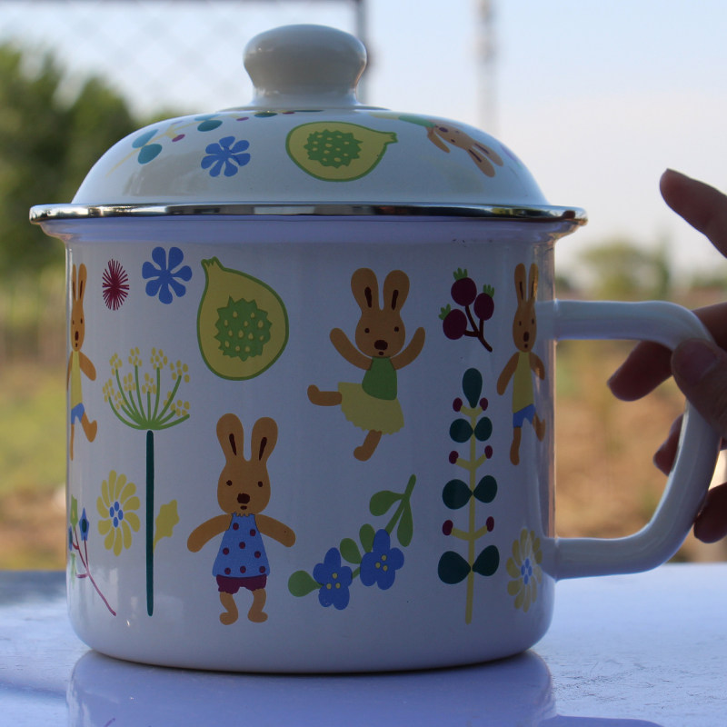 加厚珐琅搪瓷杯卡通欢乐世界16cm容量2100毫升搪瓷盖子耐摔水茶杯,餐饮具,马克杯,淘宝优惠券,粉丝福利购,淘宝优惠卷