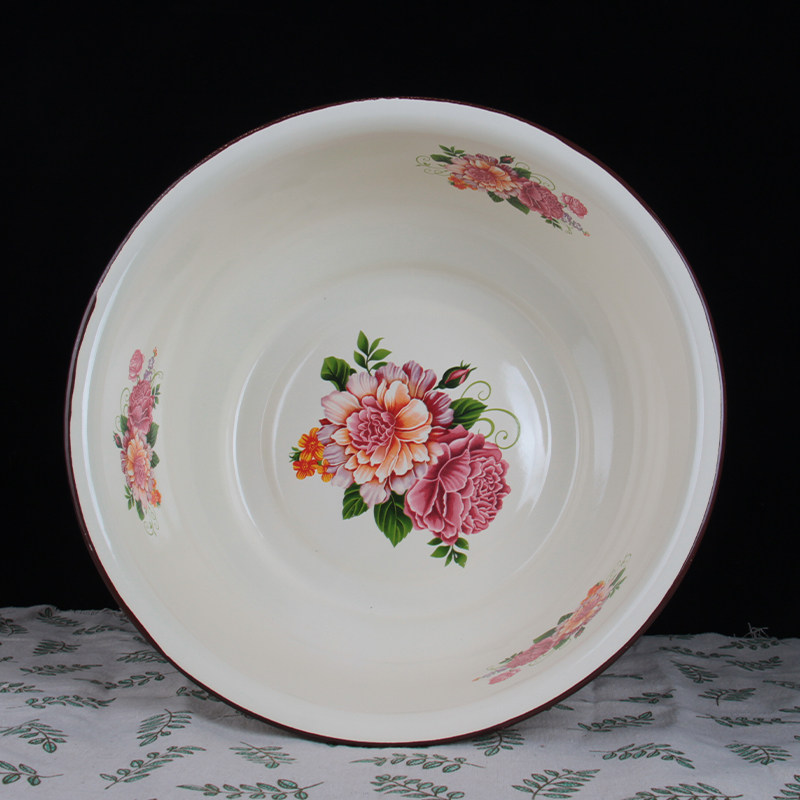 34cm花颜月貌怀旧经典搪瓷洗脸盆脚发盆和面洗手消毒餐具饭菜盆,家庭/个人清洁工具,脸盆,淘宝优惠券,粉丝福利购,淘宝优惠卷