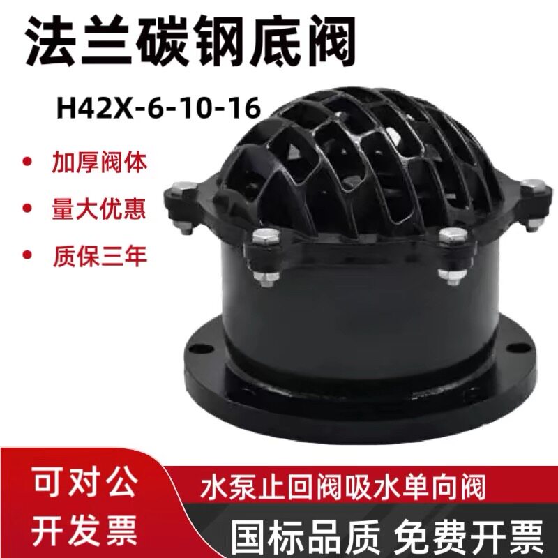 H42X-6法兰底阀单向阀止回阀碳钢水泵抽水泵吸水底阀