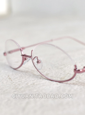 Lolita洛丽塔朋克哥特带镜片半框眼镜粉镜框配y2k辣妹亚文化饰cos