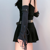 洛丽塔Lolita赛博朋克哥特手臂绑带臂袖 系带手套亚比亚文化袖 套