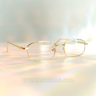 Lolita赛博朋克金丝方框眼镜带镜片亚文化辣妹y2k镜框执事cos配饰