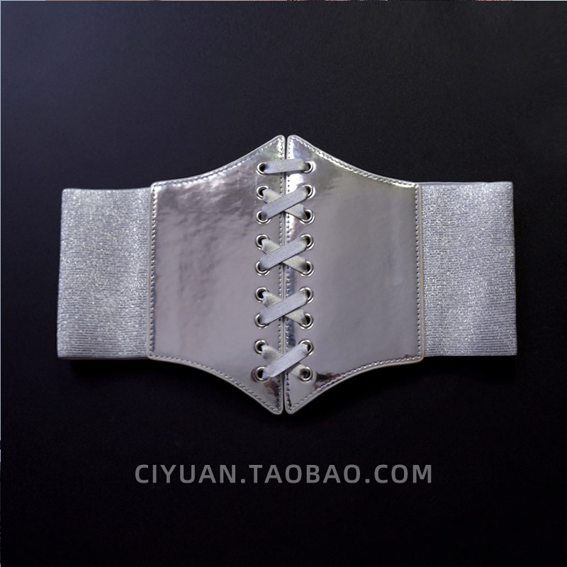 Lolita赛博朋克未来风银色哥特腰封束腰收腰宽腰带配饰亚文化腰饰