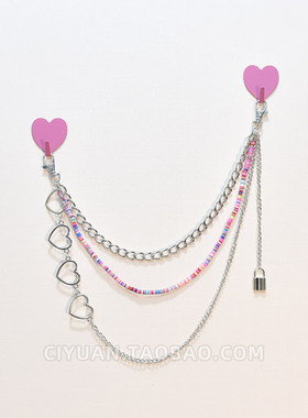 原宿Lolita朋克哥特古风腰饰爱心腰链女军lo配件jk裙链辣妹配饰酷