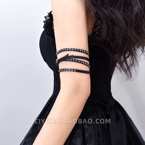 哥特蒸汽钉珠绑带臂环手臂饰品