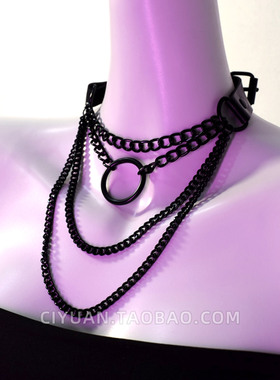 Lolita赛博朋克多层项链纯欲项圈choker亚比亚文化辣妹脖圈配饰