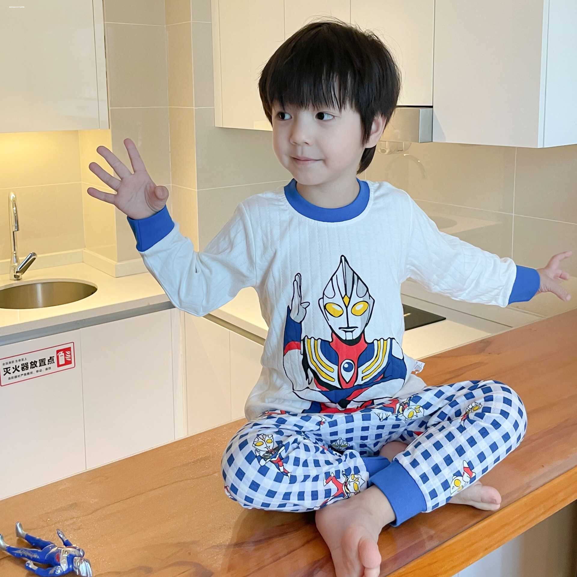 凹凸曼男童睡衣内衣纯棉家居服儿童秋衣裤迪迦春秋冬赛罗宝宝套装