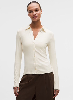 Hold Tight 女士紧身剪裁带领长袖衬衫丨lululemon丨LW3IA5S