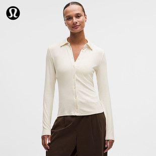 Hold Tight 女士紧身剪裁带领长袖衬衫丨lululemon丨LW3IA5S