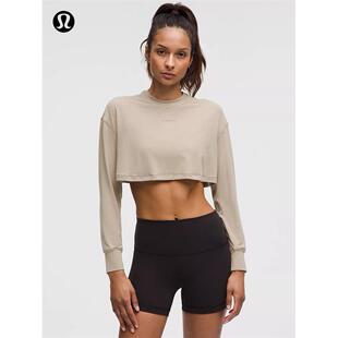 Jersey 女士训练加短款平纹针织长袖 T 恤丨lululemon丨LW3JOCS