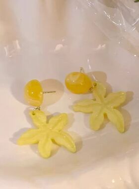 多巴胺黄色海星椰树耳钉