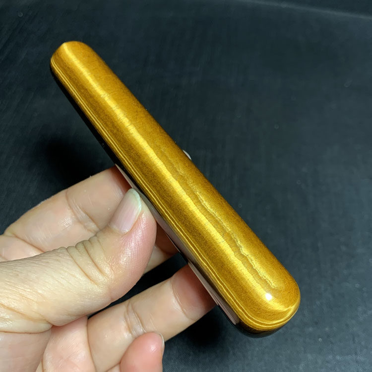 天然黄虎石把玩棒眼部脸部虎睛石