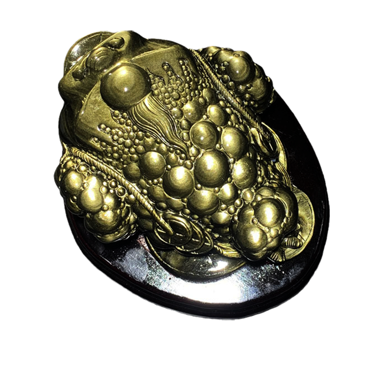 天然金曜石三角金蟾摆件