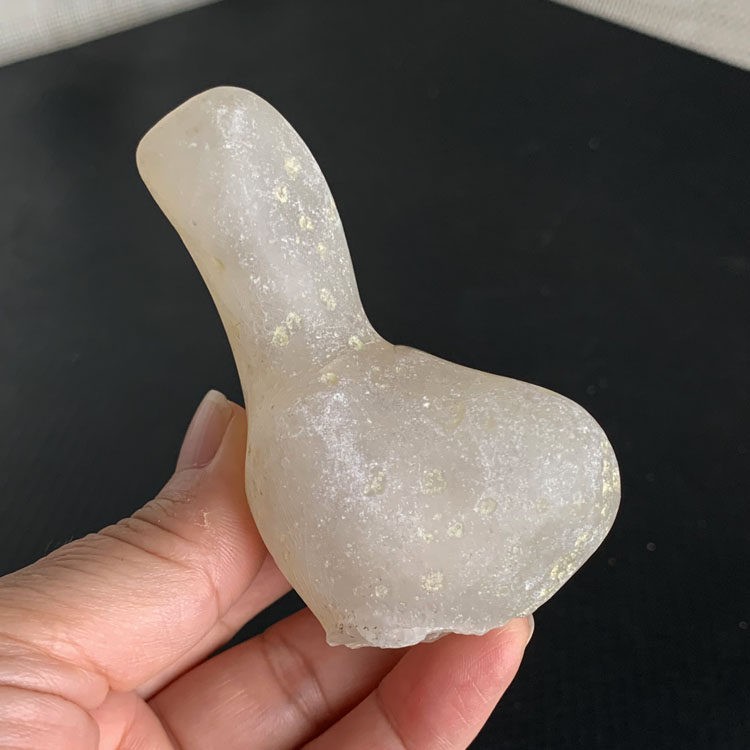 千蕊天然象形奇石玛瑙小摆件白玛瑙把手把玩件蘑菇狗流氓兔天鹅鼠