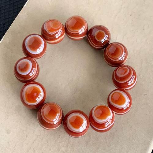 天然天眼红玛瑙手链缠丝玛瑙手串