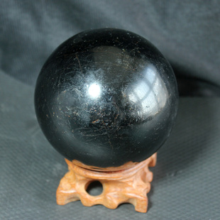 千蕊天然黑碧玺球电气石摆件托玛琳把玩 绿碧玺原石打磨手把件