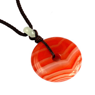 千蕊天然红玛瑙平安扣吊坠大小号项链挂件时尚礼物饰品实物多款