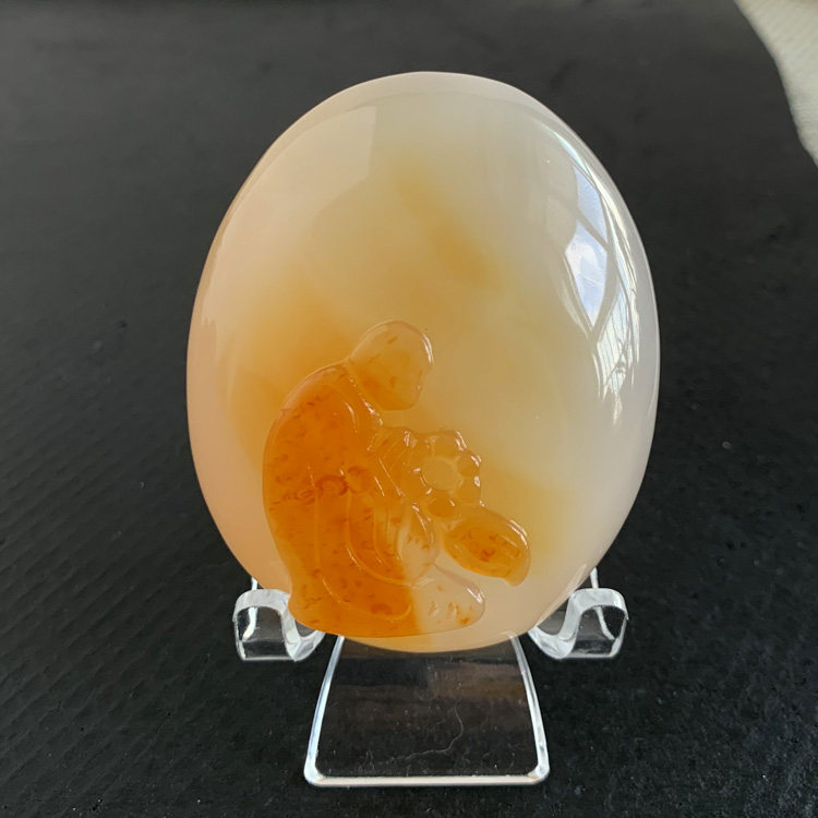 悟道千蕊天然玛瑙雕刻佛像手把件福瓜把玩原石茄子手把件节节高升