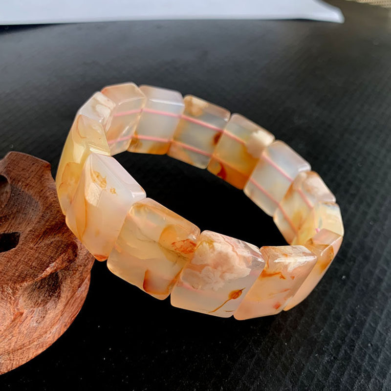 千蕊天然樱花玛瑙手排 手链 礼物玛瑙手牌