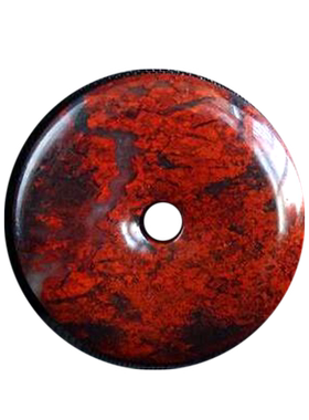 千蕊艳红黑砂平安扣桂林鸡血玉