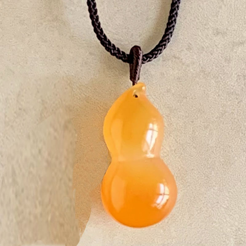 千蕊天然红玛瑙葫芦吊坠 黄玛瑙项坠 毛衣链 福禄送绳