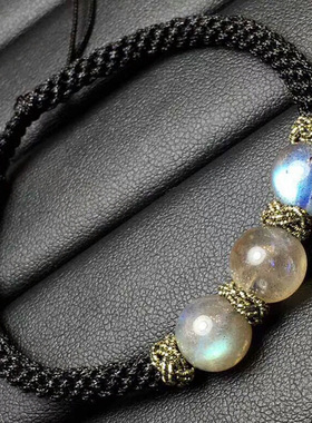 天然钠长石散珠编织手串