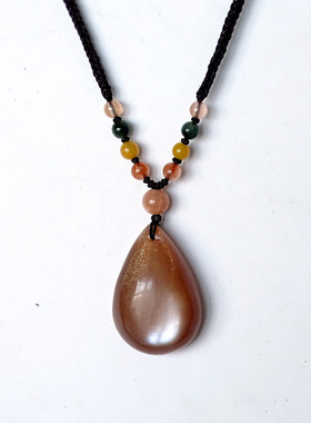 天然日光石沙金吊坠项链