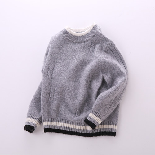 加厚山羊绒中小童打底圆领针织衫