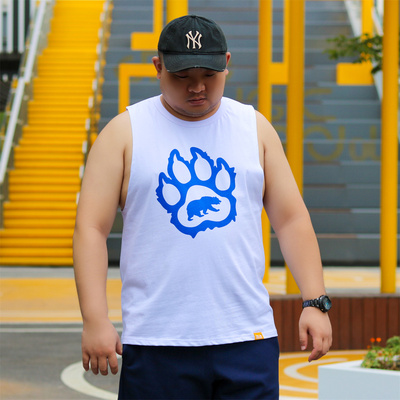 夏季大码透气印花纯棉宽松背心