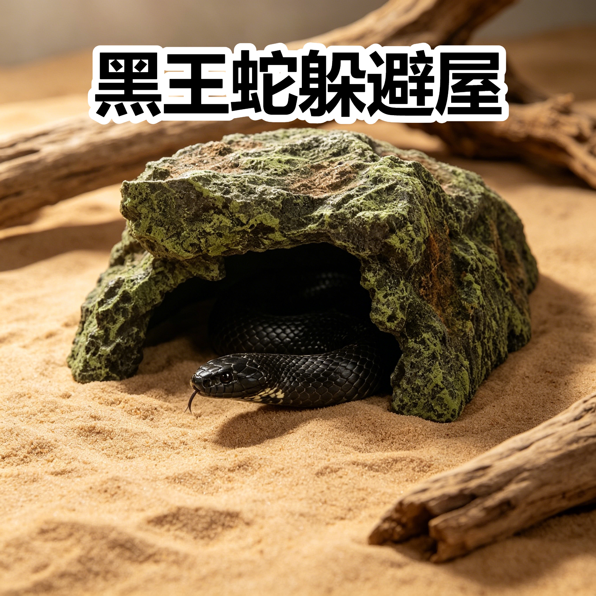 黑王蛇躲避屋树脂躲避洞穴守宫蜥蜴爬宠玉米蛇猪鼻蛇蛇缸丰荣造景图片